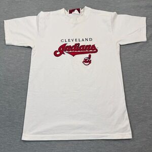 VTG‎ Cleveland Indians MLB T-Shirt Men M White Crew Neck Graphic Vintage 90s